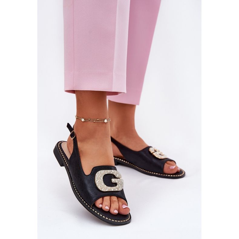 S.Barski Frauensandalen mit einem dekorativen Detail S. Barski Kv51-081 Schwarz 2