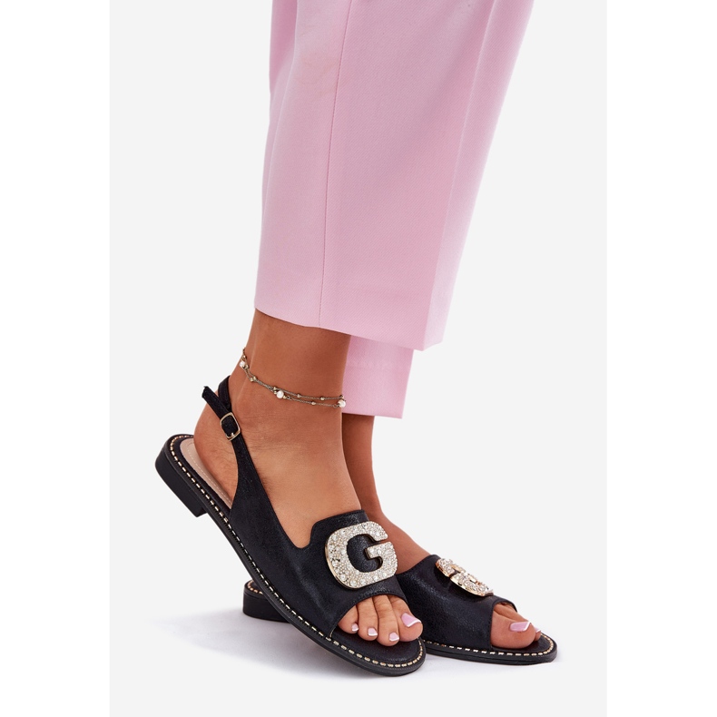 S.Barski Frauensandalen mit einem dekorativen Detail S. Barski Kv51-081 Schwarz 1