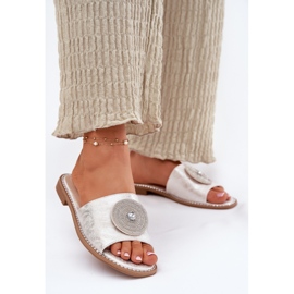 S.Barski Flatheeled-Flip-Flops für Frauen mit einem Ornament S. Barski Kv51-013 Silber 2
