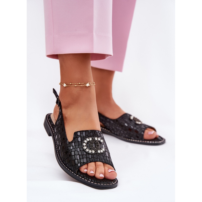 S.Barski Ledersandalen mit flachem Hubieren S. Barski Kv51-096 Schwarz 2