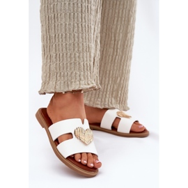 EVento Flach -geköpfte Frauenflip -Flops mit einer goldenen Dekoration weiß 2