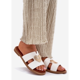 EVento Flach -geköpfte Frauenflip -Flops mit einer goldenen Dekoration weiß 1