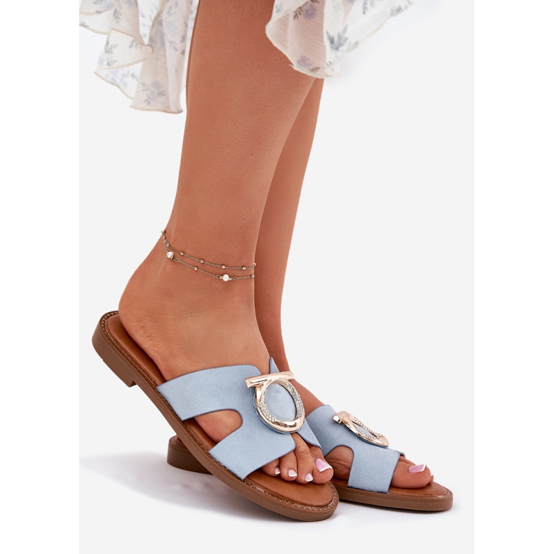 Vinceza Flat -Tiefen -Frauen -Flip -Flops mit einer Vincez -Dekoration 17381 Blau 1