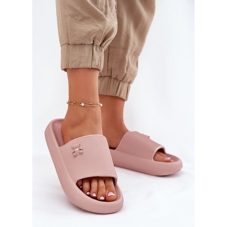 Frauenschaumflip Flops auf der Plattform mit einem Vinceza Teddybär 75210 Pink rosa 2