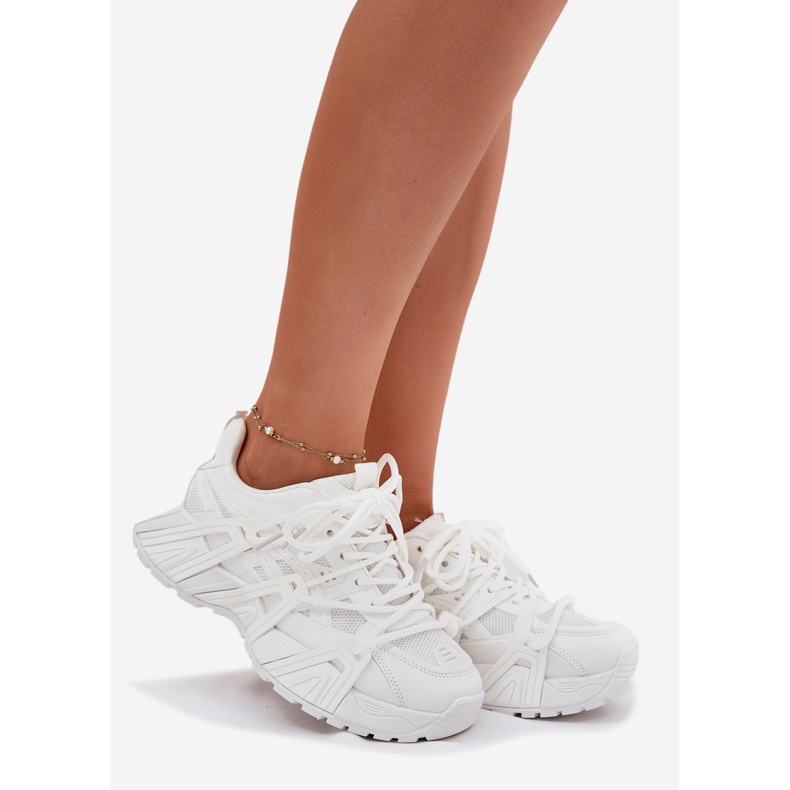 Frauen -Sneaker mit Doppelschnürung weiß 1