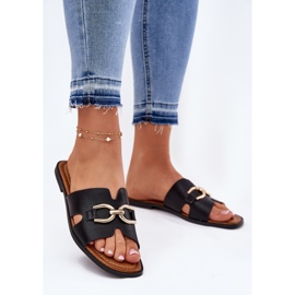 EVento Flat -Frauen -Hausschuhe mit einem dekorativen Detail schwarz 2