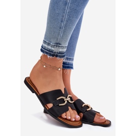 EVento Flat -Frauen -Hausschuhe mit einem dekorativen Detail schwarz 1