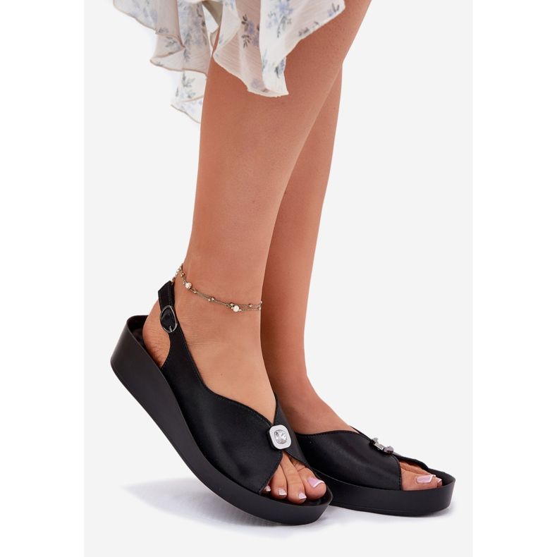 S.Barski Frauen Ledersandalen auf Keil und Plattform S. Barski Kv51-020 Schwarz 1