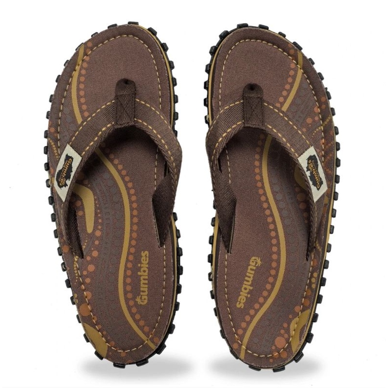 Japanische Gumbies Islander Flip-Flops Unisex Aboriginal Gu-FISL095 braun 1