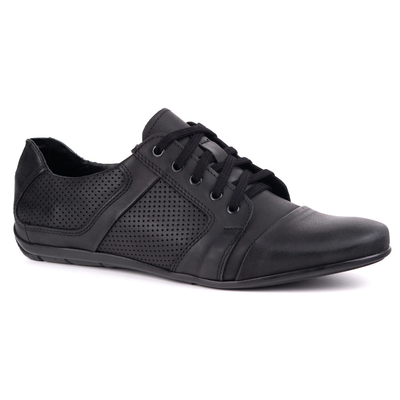Herren Lederspitze -up -Schuhe Polbut c34p perforiert lässig schwarz 1