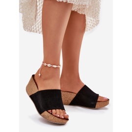 Zazoo 40311 Wildleder Frauenschuhe auf den Korkenkeilen Schwarze Keile 1