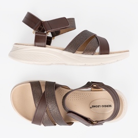 Sergio Leone Braune Sandalen auf einer weißen Plattform 4
