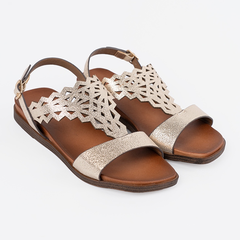 Sergio Leone Goldene Sandalen mit Openwork -Dekorationen 1