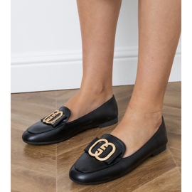 Schwarze Frauen -Slipper mit goldener Dekoration 1