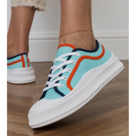 Blaue Plateau-Sneaker für Damen 2