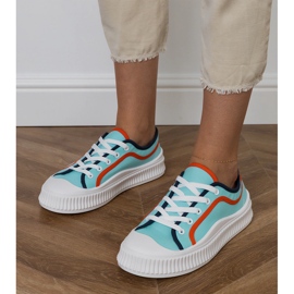 Blaue Plateau-Sneaker für Damen 4