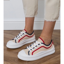 Beigefarbene Plateau-Sneaker für Damen 3