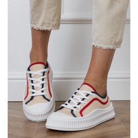 Beigefarbene Plateau-Sneaker für Damen 5
