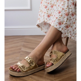 Goldene Hausschuhe Espadrilles mit Schnallen 2