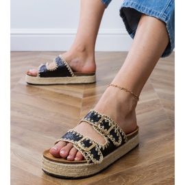 Schwarze Espadrilles glitzert mit Schnallen 2