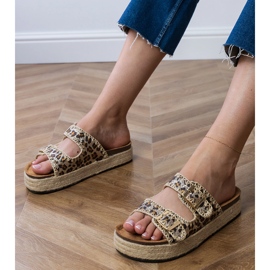 Leoparden -Slipper Espadrilles mit Schnallen braun 1