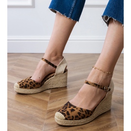 Panther Sandalen Espadrilles auf Keil braun 1