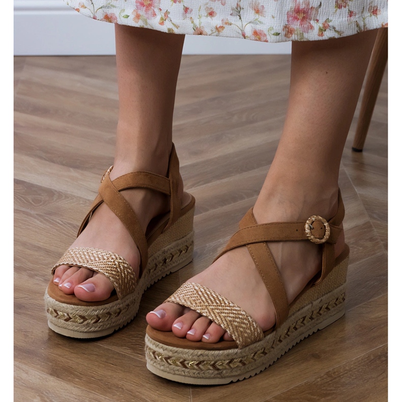Brown Espadrilles Sandalen für Keil braun 1