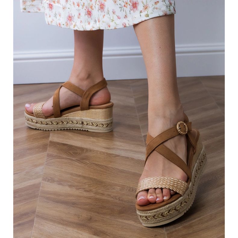 Brown Espadrilles Sandalen für Keil braun 2