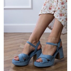 Blue Ekozamszowe Sandalen auf dem Pfosten blau 1