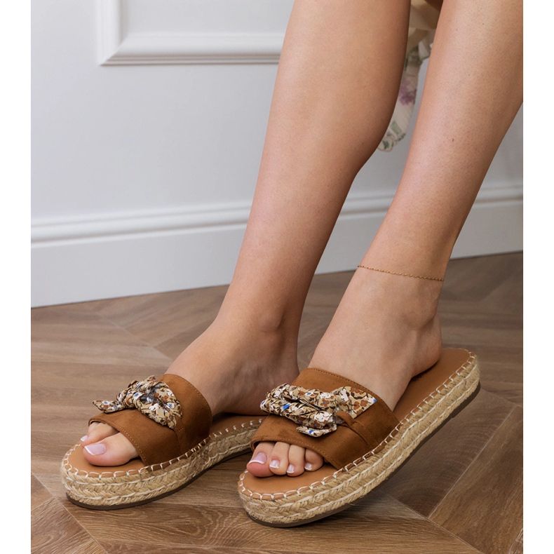 Brown Espadrilles mit einem Bogen braun 2