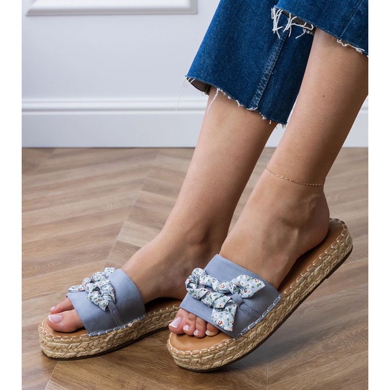 Blue Espadrilles mit einem Bogen blau 2