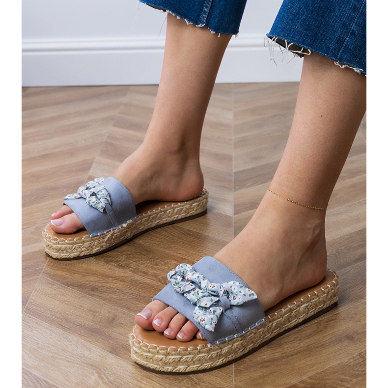 Blue Espadrilles mit einem Bogen blau 1