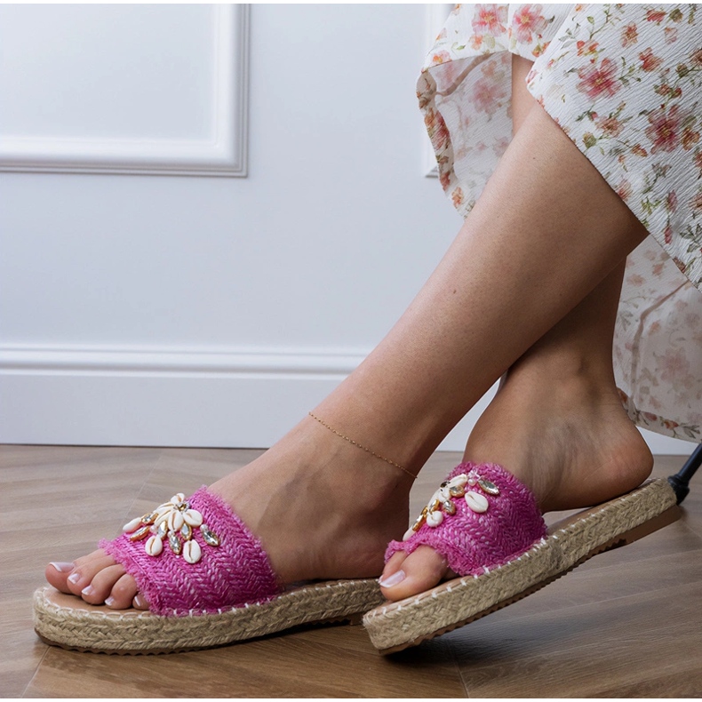Pink Espadrilles mit Muscheln rosa 1