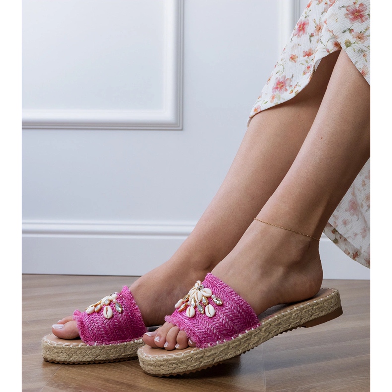 Pink Espadrilles mit Muscheln rosa 2