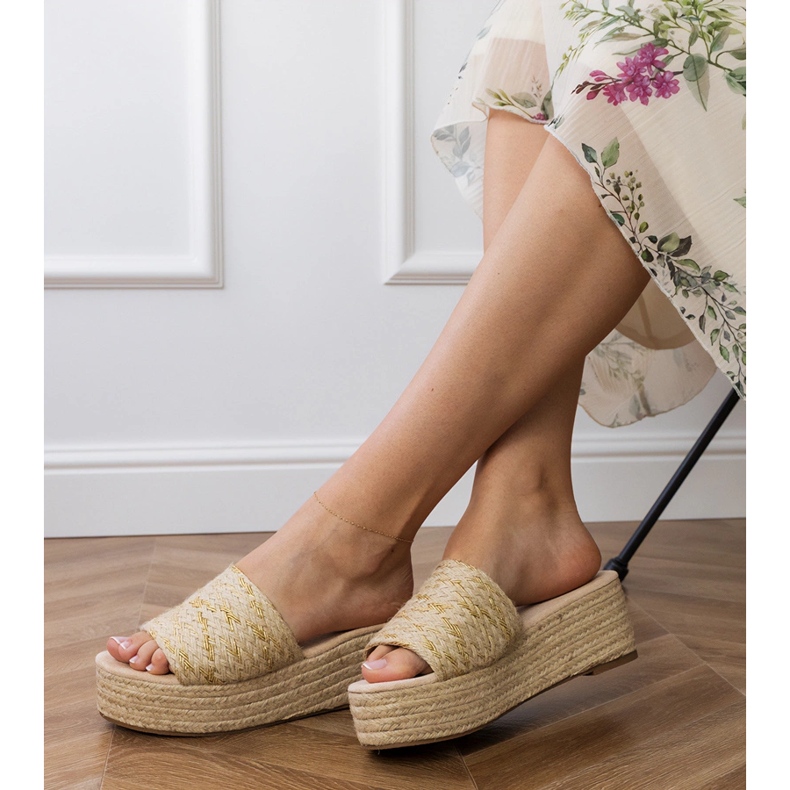 Golden Pantoffers Espadrilles auf der Plattform 2