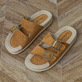 Braune Flat -Flip -Flops mit Streifenklemmen 7