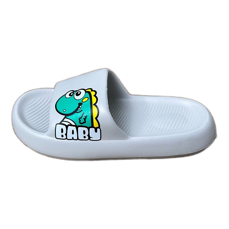 Graue Kinderflip -Flops mit Babydruck 2