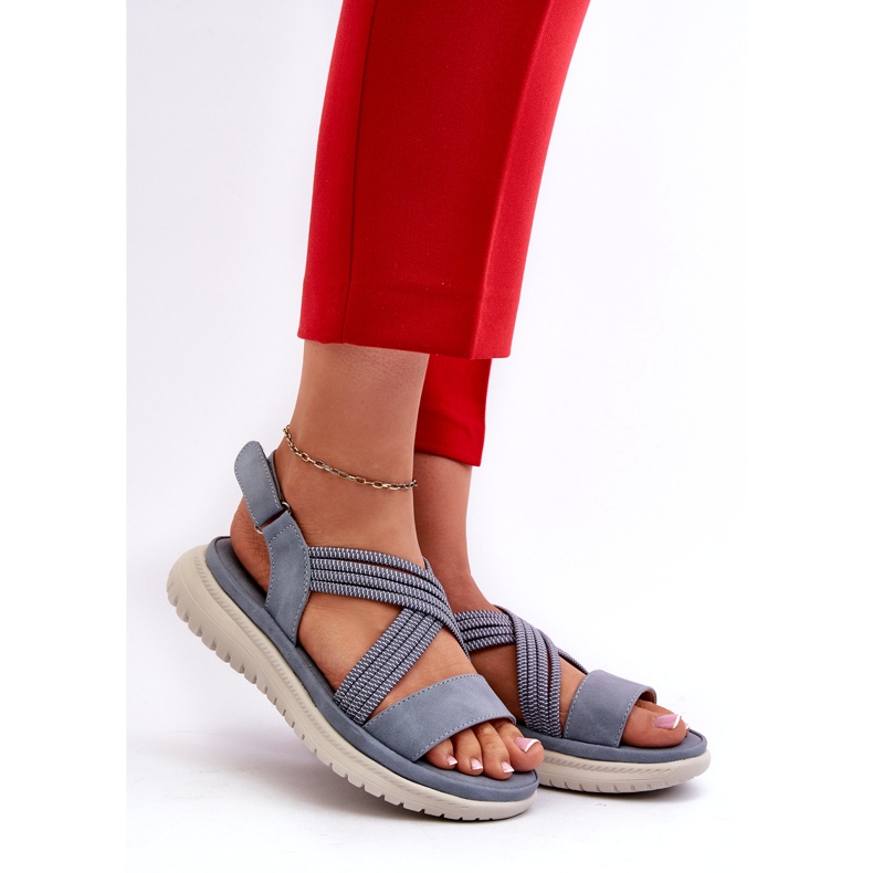 Evento Leichte, bequeme Damen-Sandalen mit Klettverschluss, Blau, Ceclea 1