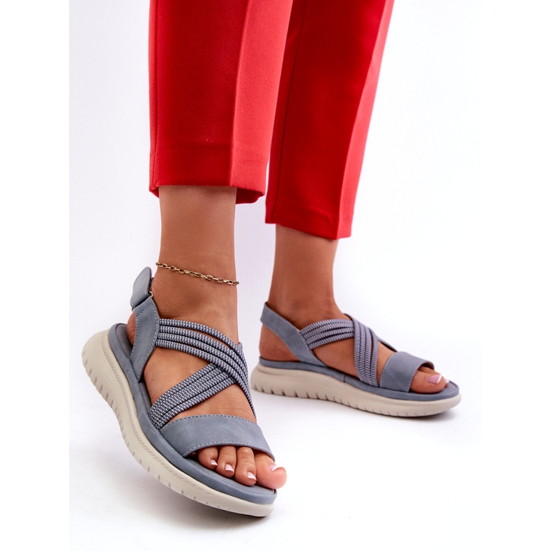 Evento Leichte, bequeme Damen-Sandalen mit Klettverschluss, Blau, Ceclea 2