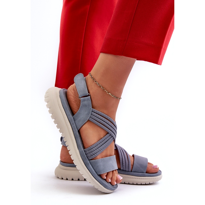 Evento Leichte, bequeme Damen-Sandalen mit Klettverschluss, Blau, Ceclea 3