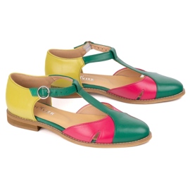 Olivier Frauen Ledersandalen 4240/35 Ziel/Roz/Zol grün 2