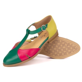 Olivier Frauen Ledersandalen 4240/35 Ziel/Roz/Zol grün 3