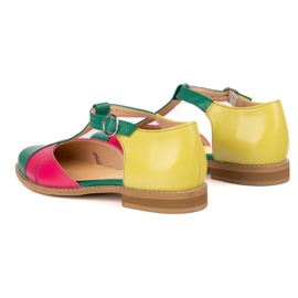 Olivier Frauen Ledersandalen 4240/35 Ziel/Roz/Zol grün 4