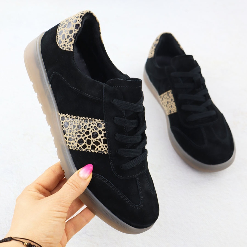 Damen -Ledersport mit Leopardendruck. Filippo DP6770 schwarz 1