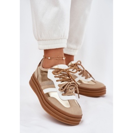 Frauen -Sneaker auf der Plattform mit Double Schnürung Leopard Leopard golden 2