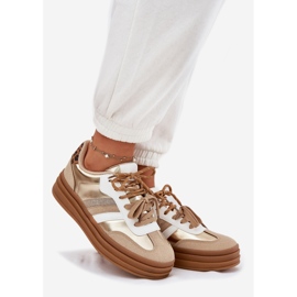 Frauen -Sneaker auf der Plattform mit Double Schnürung Leopard Leopard golden 1