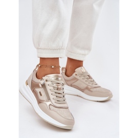 EVento Frauen -Leder -Sportschuhe mit einem beige Schloss 2