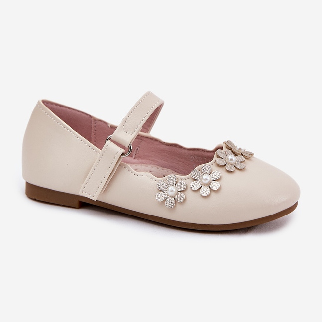 EVento Beige Kinder -Ballerinas mit Blumen 2