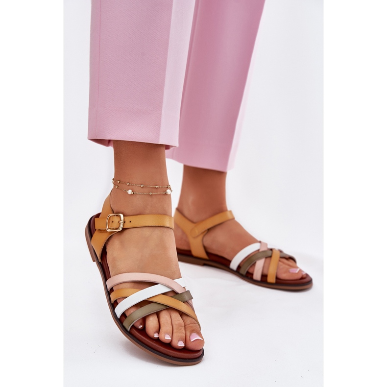 Frauensandalen mit Sergio Leone SK090H Swinging Stripes Gelb 2