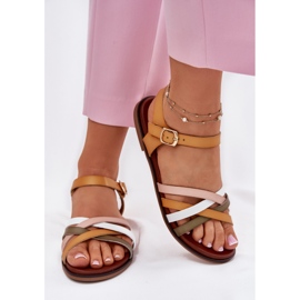 Frauensandalen mit Sergio Leone SK090H Swinging Stripes Gelb 3